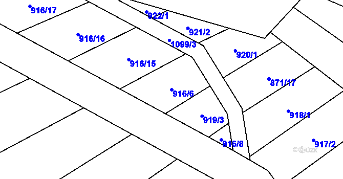 Parcela st. 916/6 v KÚ Stínava, Katastrální mapa