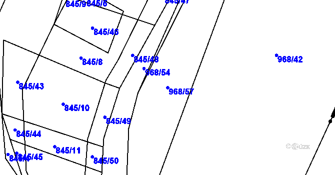 Parcela st. 968/57 v KÚ Stínava, Katastrální mapa