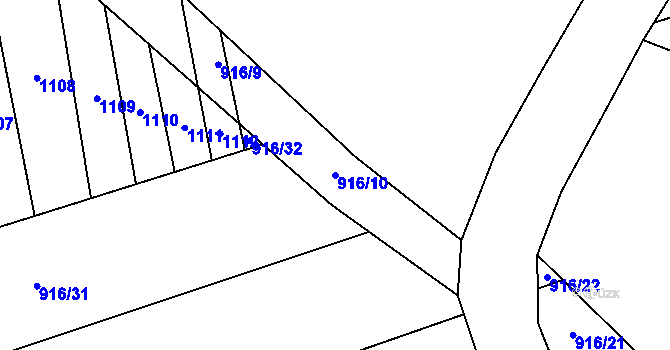 Parcela st. 916/10 v KÚ Stínava, Katastrální mapa