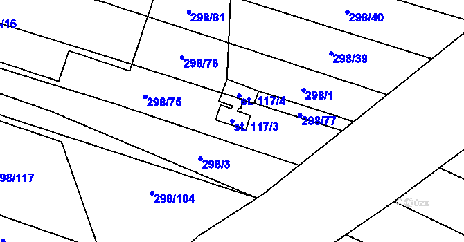 Parcela st. 117/3 v KÚ Stínava, Katastrální mapa