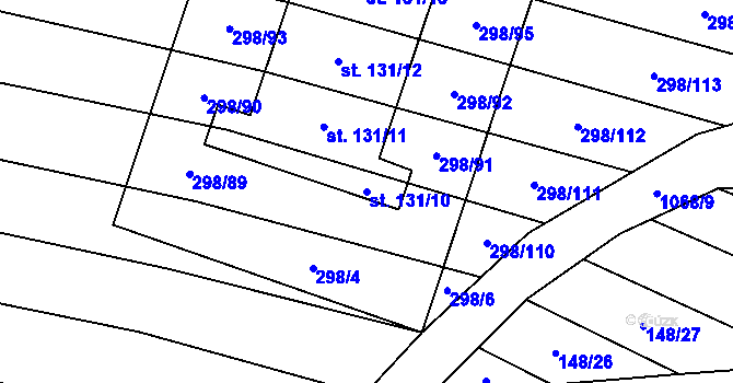 Parcela st. 131/10 v KÚ Stínava, Katastrální mapa