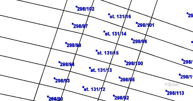 Parcela st. 131/15 v KÚ Stínava, Katastrální mapa