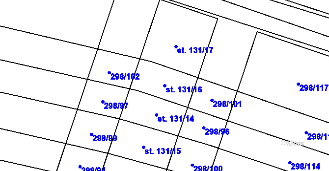 Parcela st. 131/16 v KÚ Stínava, Katastrální mapa