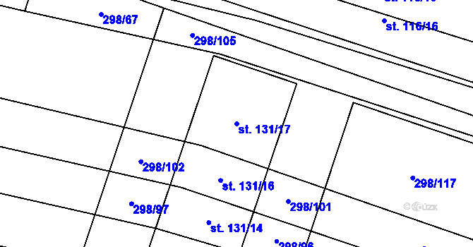 Parcela st. 131/17 v KÚ Stínava, Katastrální mapa