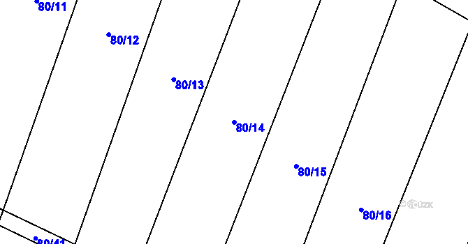 Parcela st. 80/14 v KÚ Stínava, Katastrální mapa