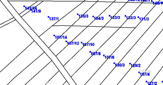 Parcela st. 107/10 v KÚ Stínava, Katastrální mapa