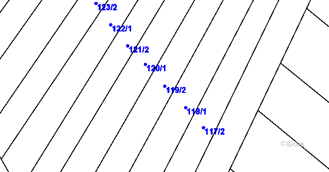 Parcela st. 119/2 v KÚ Stínava, Katastrální mapa