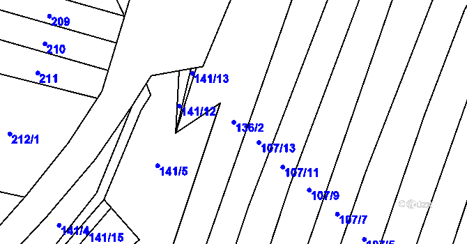 Parcela st. 136/2 v KÚ Stínava, Katastrální mapa