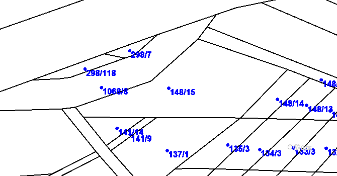 Parcela st. 148/15 v KÚ Stínava, Katastrální mapa