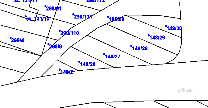 Parcela st. 148/27 v KÚ Stínava, Katastrální mapa