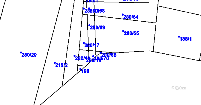 Parcela st. 280/66 v KÚ Stínava, Katastrální mapa