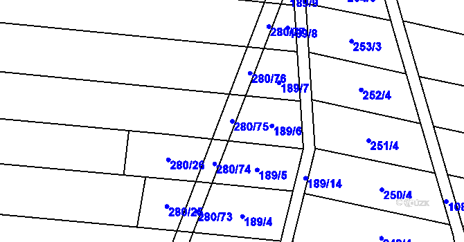 Parcela st. 280/75 v KÚ Stínava, Katastrální mapa