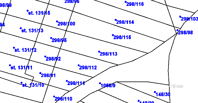 Parcela st. 298/113 v KÚ Stínava, Katastrální mapa