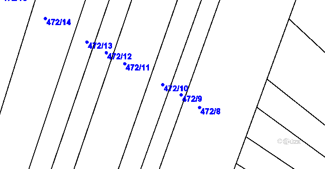 Parcela st. 472/10 v KÚ Stínava, Katastrální mapa