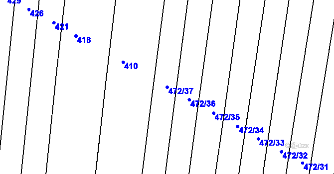 Parcela st. 472/37 v KÚ Stínava, Katastrální mapa