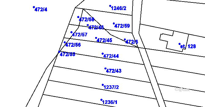 Parcela st. 472/44 v KÚ Stínava, Katastrální mapa