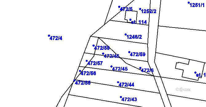 Parcela st. 472/46 v KÚ Stínava, Katastrální mapa