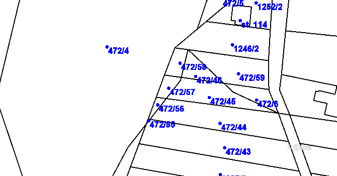 Parcela st. 472/57 v KÚ Stínava, Katastrální mapa