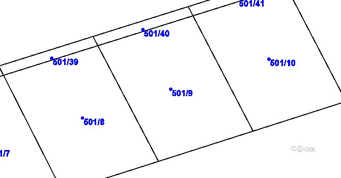 Parcela st. 501/9 v KÚ Stínava, Katastrální mapa