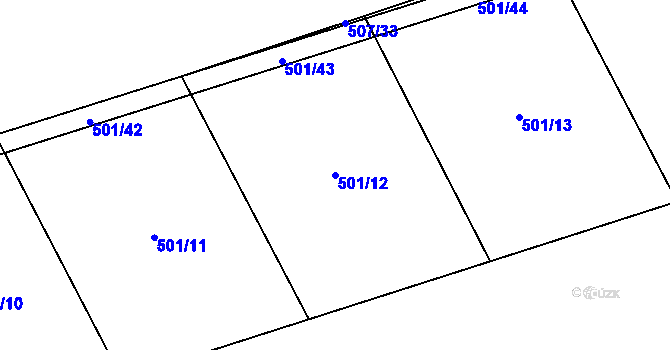 Parcela st. 501/12 v KÚ Stínava, Katastrální mapa