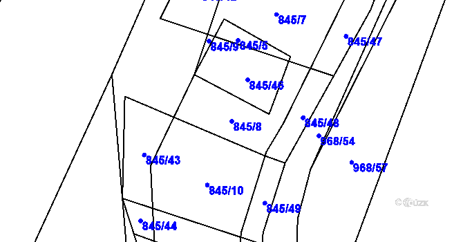 Parcela st. 845/8 v KÚ Stínava, Katastrální mapa