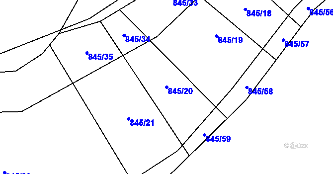 Parcela st. 845/20 v KÚ Stínava, Katastrální mapa