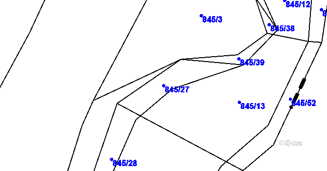 Parcela st. 845/27 v KÚ Stínava, Katastrální mapa