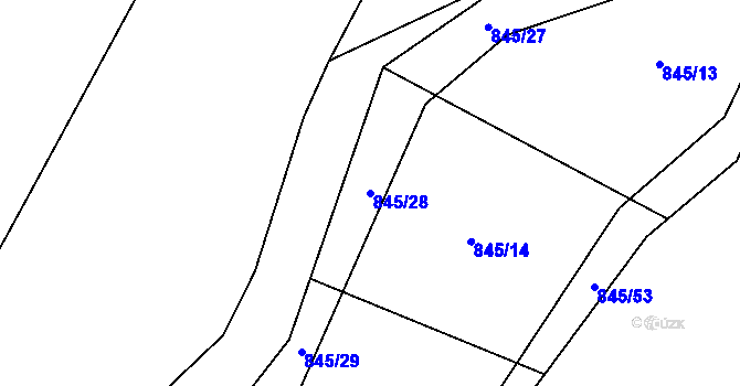 Parcela st. 845/28 v KÚ Stínava, Katastrální mapa
