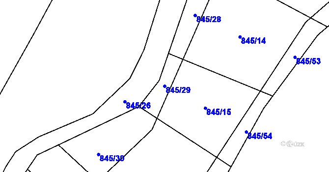 Parcela st. 845/29 v KÚ Stínava, Katastrální mapa