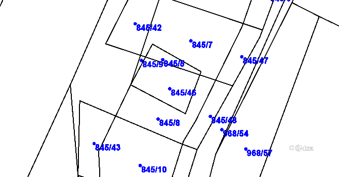 Parcela st. 845/46 v KÚ Stínava, Katastrální mapa