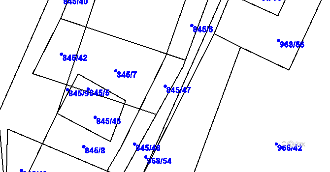 Parcela st. 845/47 v KÚ Stínava, Katastrální mapa