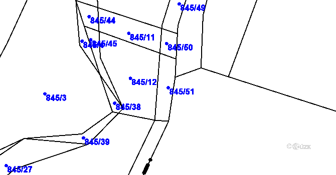 Parcela st. 845/51 v KÚ Stínava, Katastrální mapa