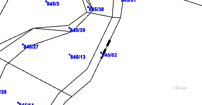 Parcela st. 845/52 v KÚ Stínava, Katastrální mapa