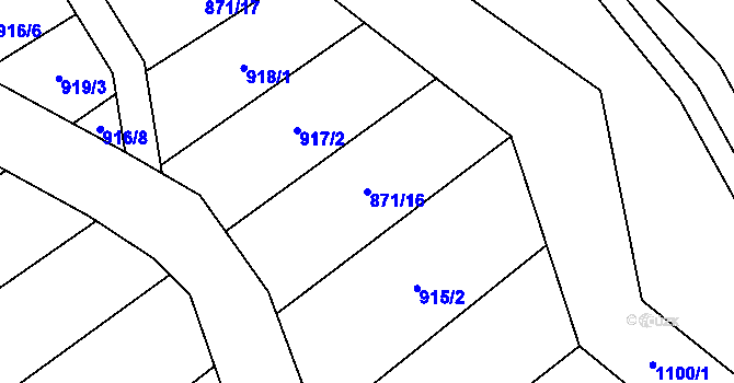Parcela st. 871/16 v KÚ Stínava, Katastrální mapa