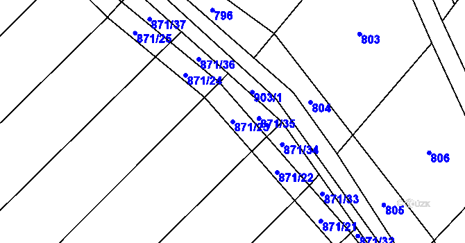 Parcela st. 871/23 v KÚ Stínava, Katastrální mapa
