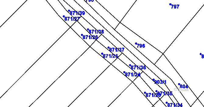 Parcela st. 871/25 v KÚ Stínava, Katastrální mapa