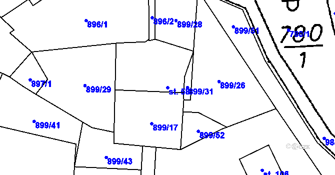 Parcela st. 58 v KÚ Lelov, Katastrální mapa