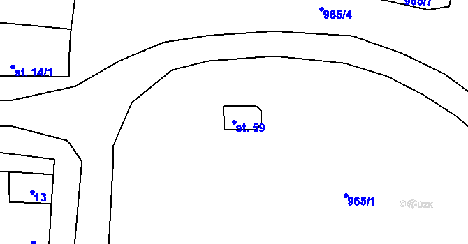Parcela st. 59 v KÚ Lelov, Katastrální mapa