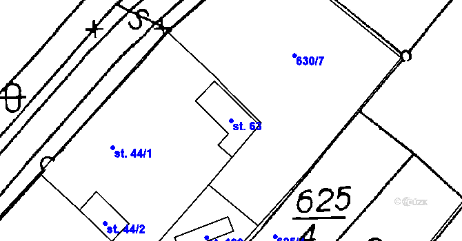 Parcela st. 63 v KÚ Lelov, Katastrální mapa