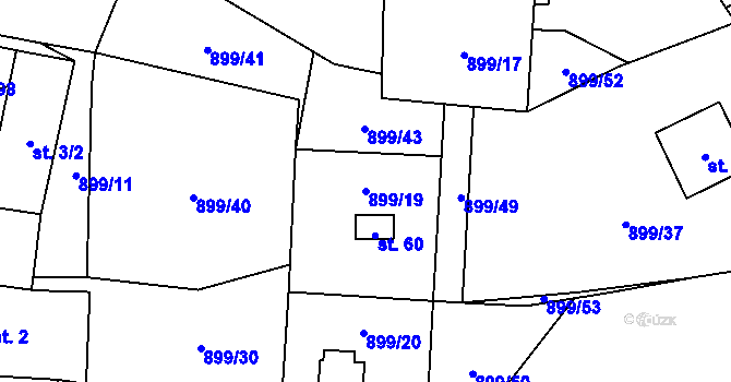Parcela st. 899/19 v KÚ Lelov, Katastrální mapa