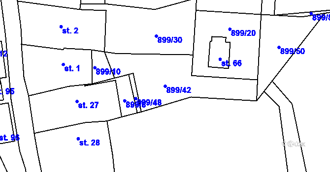 Parcela st. 899/42 v KÚ Lelov, Katastrální mapa