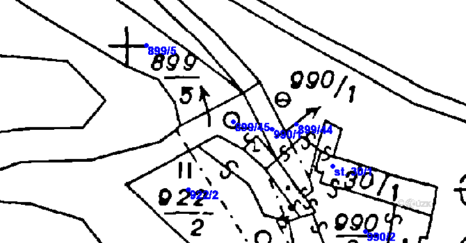 Parcela st. 899/45 v KÚ Lelov, Katastrální mapa