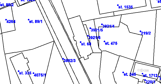 Parcela st. 68 v KÚ Stod, Katastrální mapa