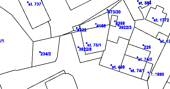 Parcela st. 75/1 v KÚ Stod, Katastrální mapa