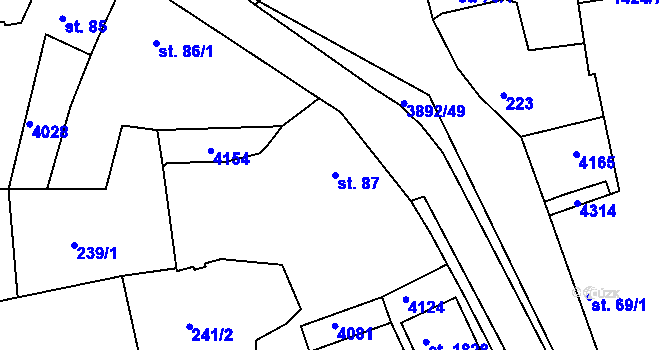 Parcela st. 87 v KÚ Stod, Katastrální mapa