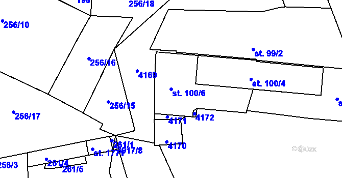 Parcela st. 100/6 v KÚ Stod, Katastrální mapa