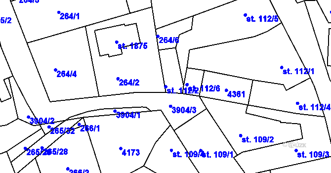 Parcela st. 112/2 v KÚ Stod, Katastrální mapa