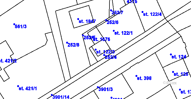 Parcela st. 122/3 v KÚ Stod, Katastrální mapa