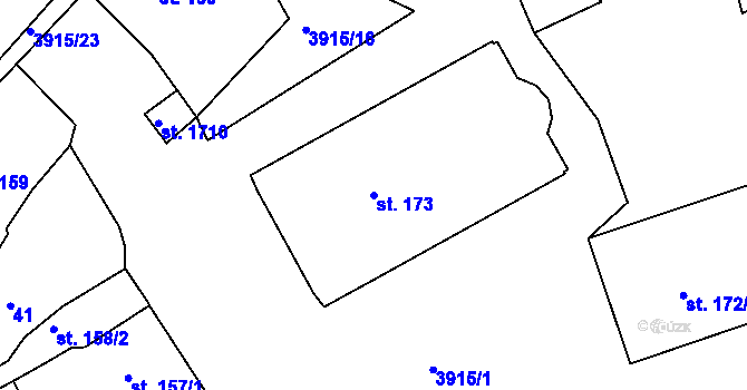 Parcela st. 173 v KÚ Stod, Katastrální mapa