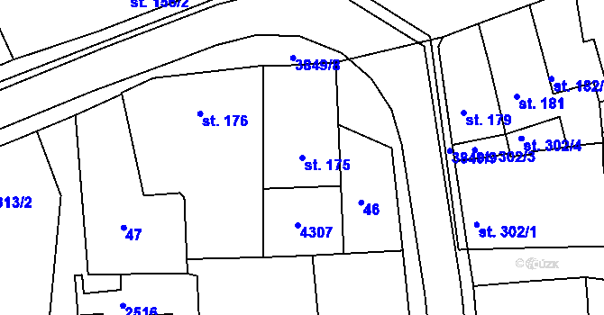 Parcela st. 175 v KÚ Stod, Katastrální mapa